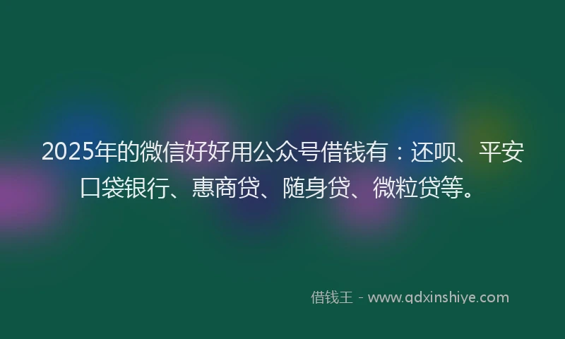 2025年的微信好好用公众号借钱有：还呗、平安口袋银行、惠商贷、随身贷、微粒贷等。