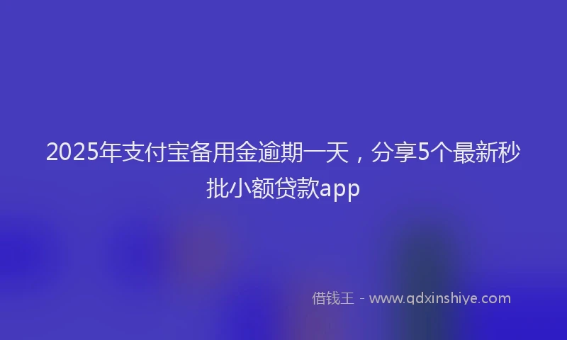 2025年支付宝备用金逾期一天，分享5个最新秒批小额贷款app