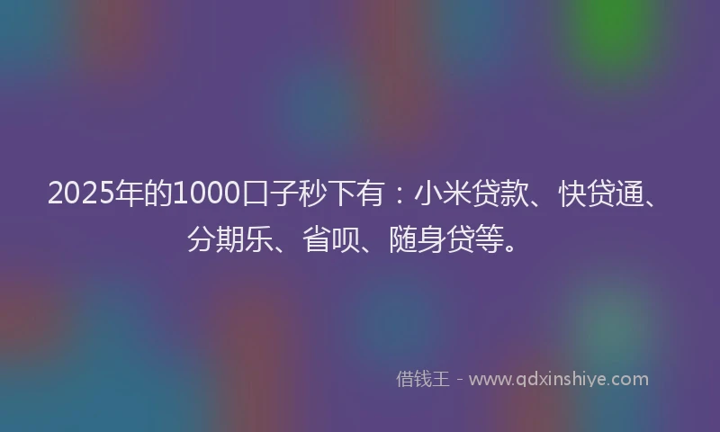 2025年的1000口子秒下有：小米贷款、快贷通、分期乐、省呗、随身贷等。