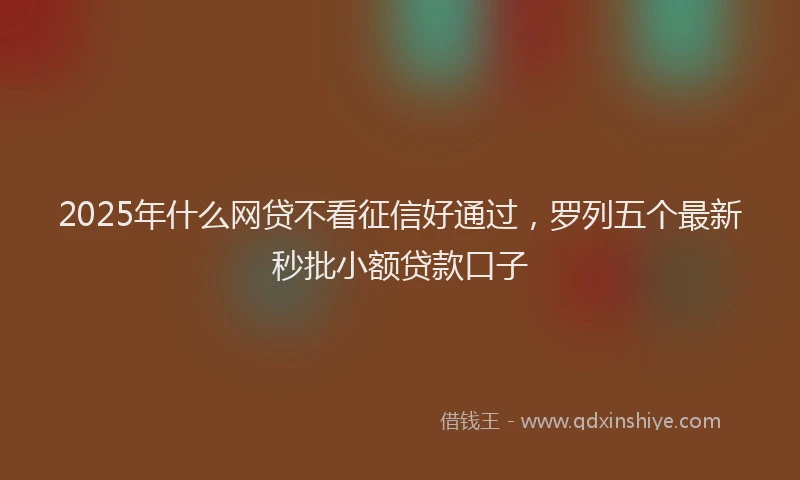 2025年什么网贷不看征信好通过，罗列五个最新秒批小额贷款口子