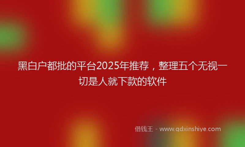 黑白户都批的平台2025年推荐，整理五个无视一切是人就下款的软件