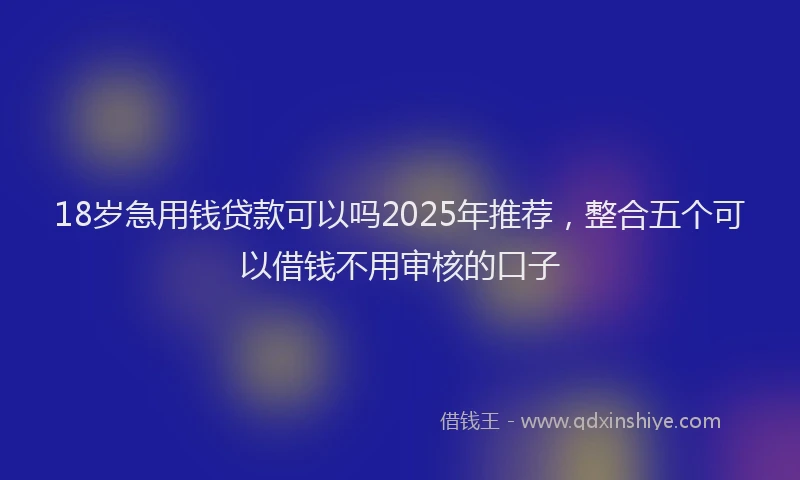 18岁急用钱贷款可以吗2025年推荐，整合五个可以借钱不用审核的口子