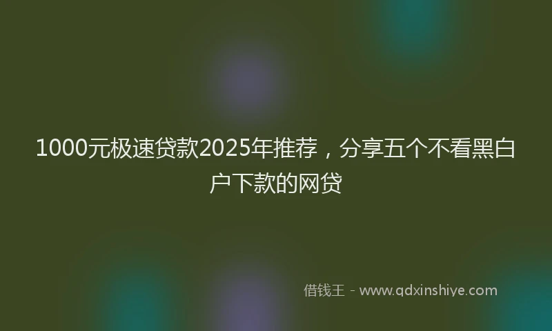 1000元极速贷款2025年推荐，分享五个不看黑白户下款的网贷