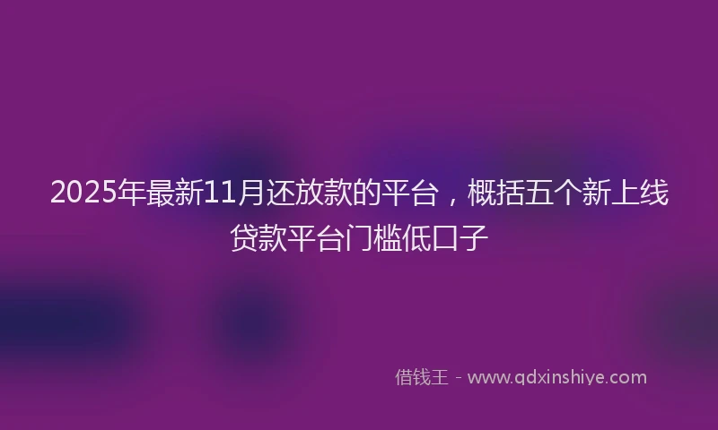 2025年最新11月还放款的平台，概括五个新上线贷款平台门槛低口子