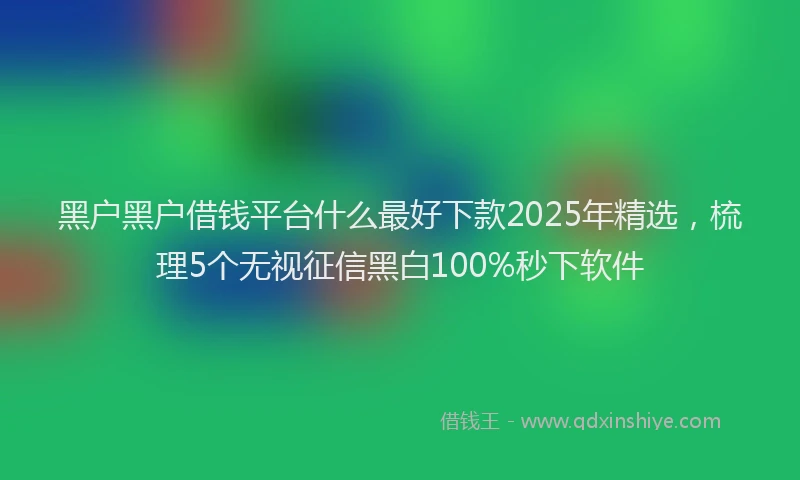 黑户黑户借钱平台什么最好下款2025年精选，梳理5个无视征信黑白100%秒下软件