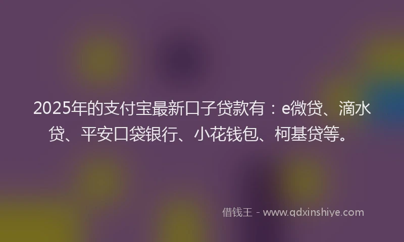2025年的支付宝最新口子贷款有：e微贷、滴水贷、平安口袋银行、小花钱包、柯基贷等。