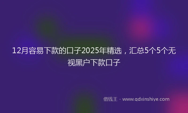 12月容易下款的口子2025年精选，汇总5个5个无视黑户下款口子