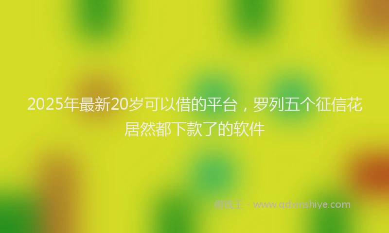 2025年最新20岁可以借的平台，罗列五个征信花居然都下款了的软件