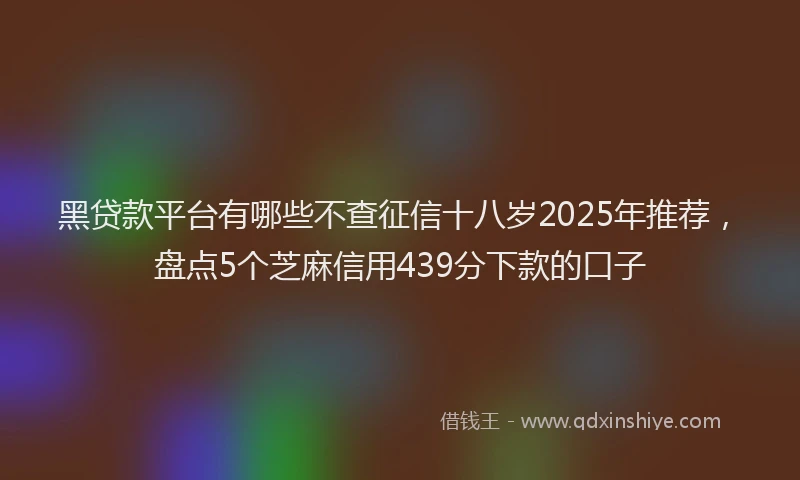 黑贷款平台有哪些不查征信十八岁2025年推荐，盘点5个芝麻信用439分下款的口子