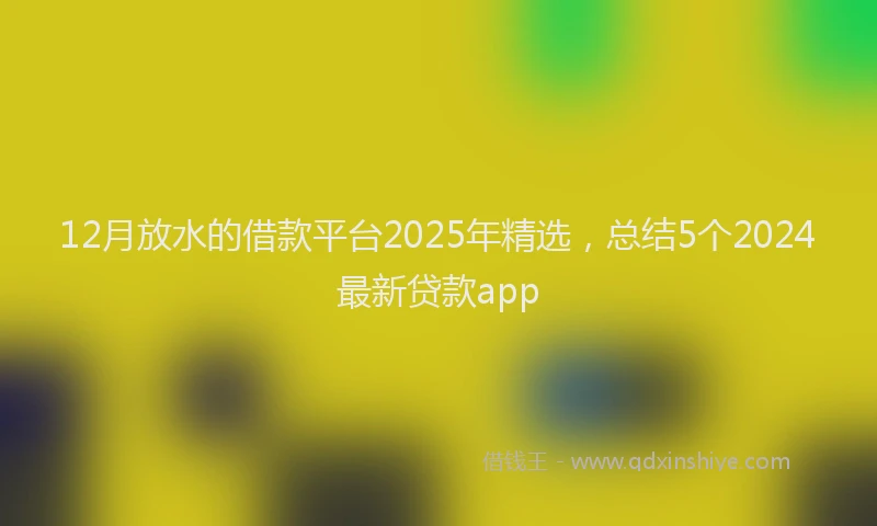 12月放水的借款平台2025年精选，总结5个2024最新贷款app