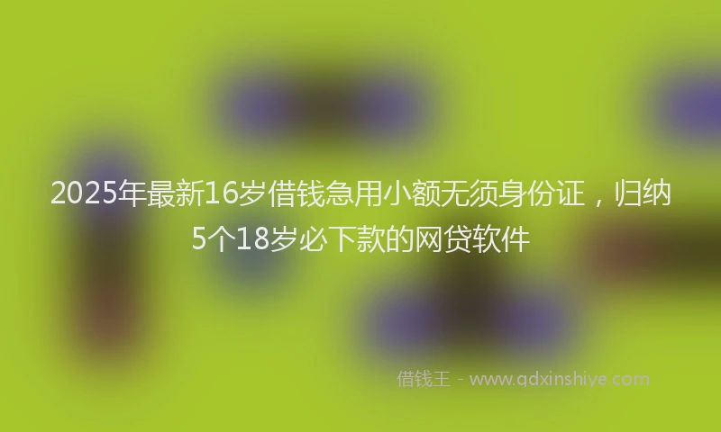 2025年最新16岁借钱急用小额无须身份证，归纳5个18岁必下款的网贷软件