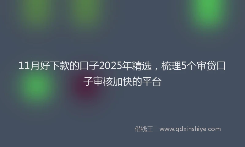 11月好下款的口子2025年精选，梳理5个审贷口子审核加快的平台