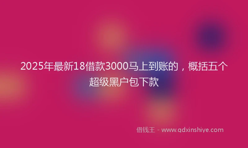 2025年最新18借款3000马上到账的，概括五个超级黑户包下款