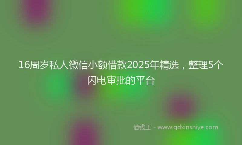 16周岁私人微信小额借款2025年精选，整理5个闪电审批的平台