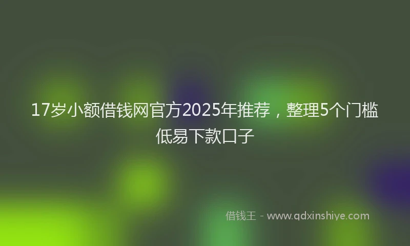 17岁小额借钱网官方2025年推荐，整理5个门槛低易下款口子