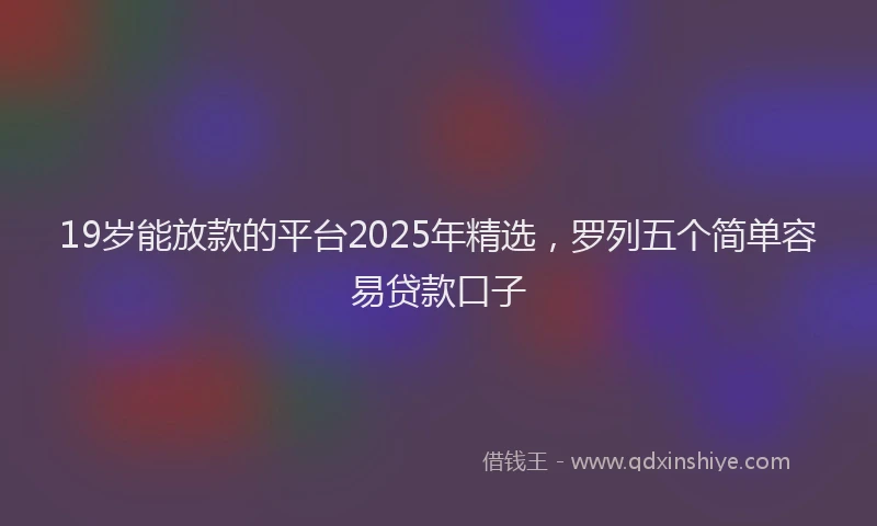 19岁能放款的平台2025年精选，罗列五个简单容易贷款口子