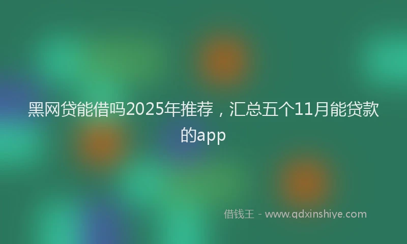 黑网贷能借吗2025年推荐，汇总五个11月能贷款的app