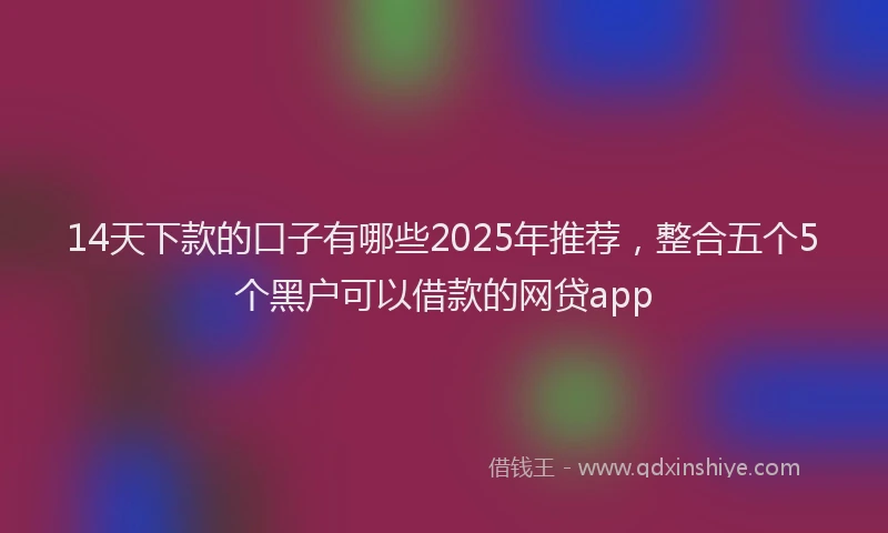 14天下款的口子有哪些2025年推荐，整合五个5个黑户可以借款的网贷app