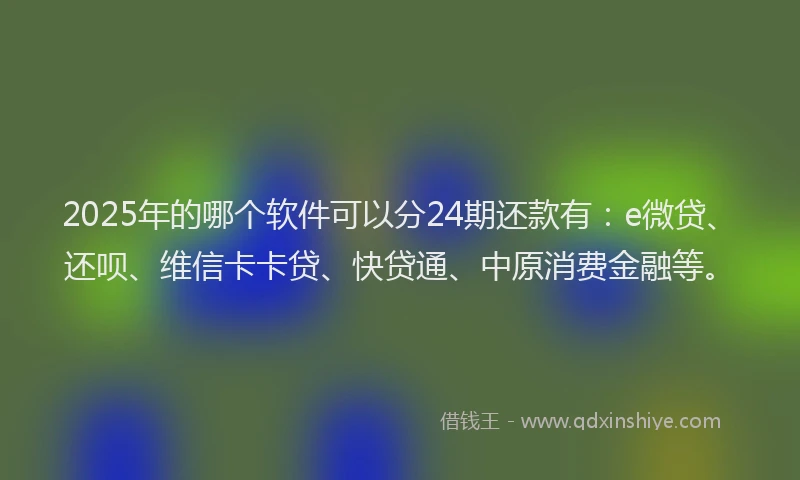 2025年的哪个软件可以分24期还款有：e微贷、还呗、维信卡卡贷、快贷通、中原消费金融等。