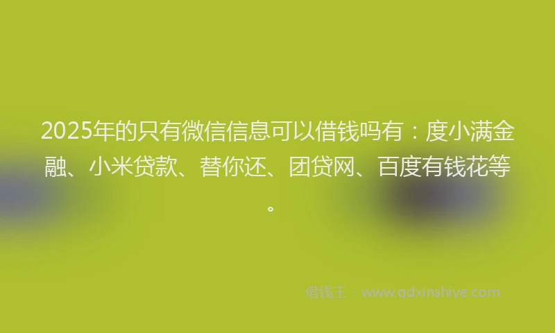 2025年的只有微信信息可以借钱吗有：度小满金融、小米贷款、替你还、团贷网、百度有钱花等。