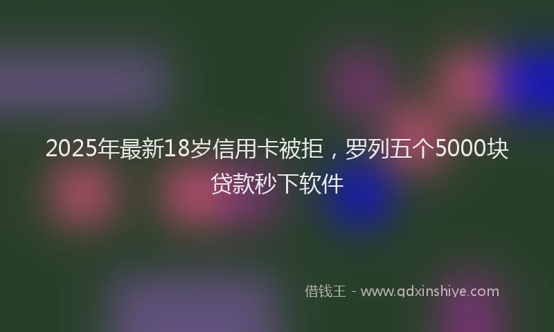 2025年最新18岁信用卡被拒，罗列五个5000块贷款秒下软件