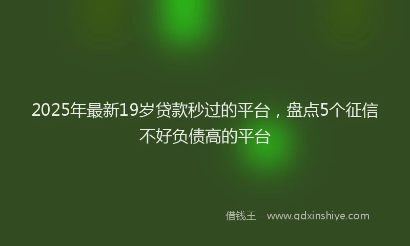 2025年最新19岁贷款秒过的平台，盘点5个征信不好负债高的平台