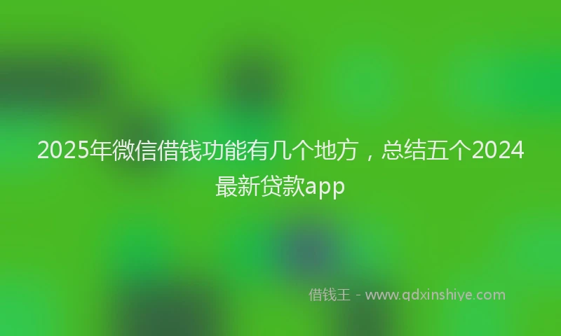 2025年微信借钱功能有几个地方，总结五个2024最新贷款app