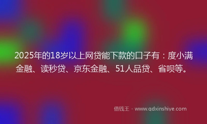 2025年的18岁以上网贷能下款的口子有：度小满金融、读秒贷、京东金融、51人品贷、省呗等。