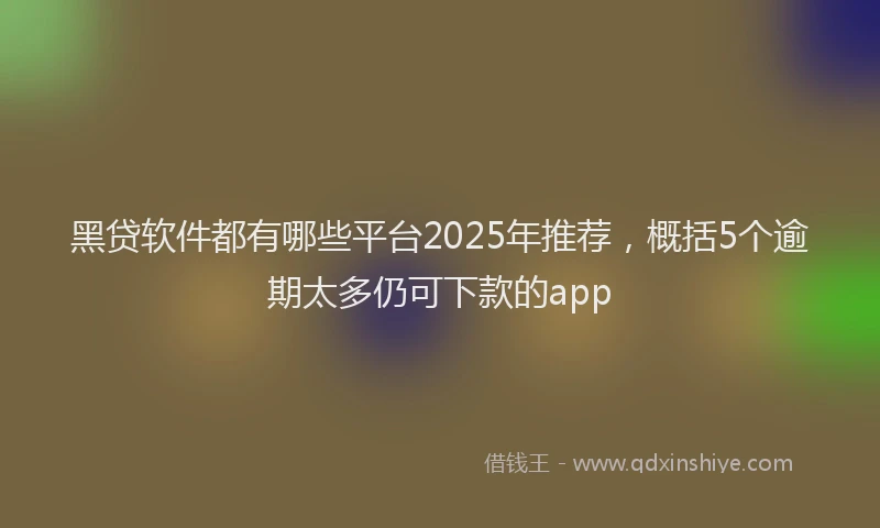 黑贷软件都有哪些平台2025年推荐，概括5个逾期太多仍可下款的app