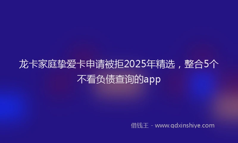 龙卡家庭挚爱卡申请被拒2025年精选，整合5个不看负债查询的app