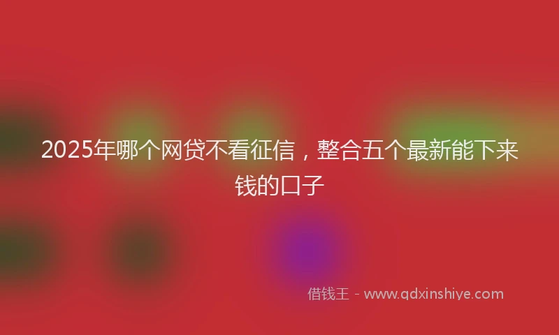 2025年哪个网贷不看征信，整合五个最新能下来钱的口子