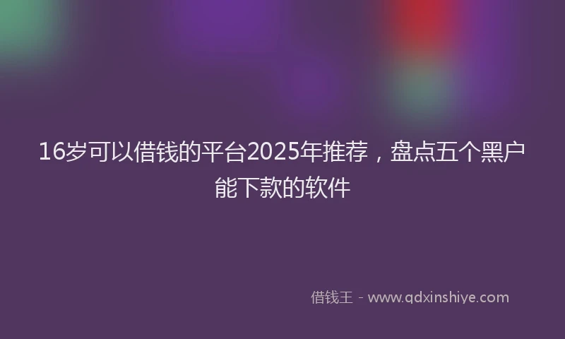 16岁可以借钱的平台2025年推荐，盘点五个黑户能下款的软件