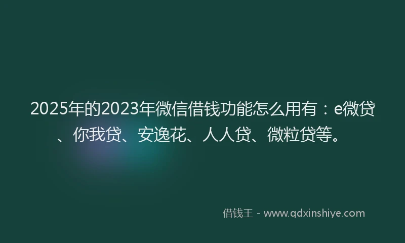 2025年的2023年微信借钱功能怎么用有：e微贷、你我贷、安逸花、人人贷、微粒贷等。