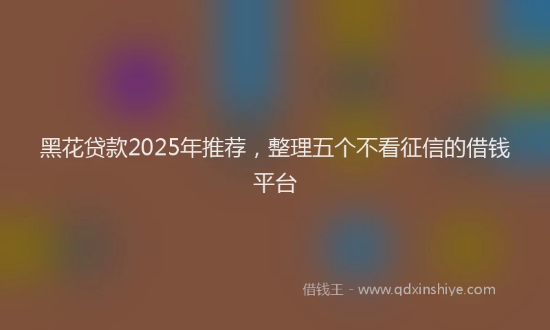 黑花贷款2025年推荐，整理五个不看征信的借钱平台