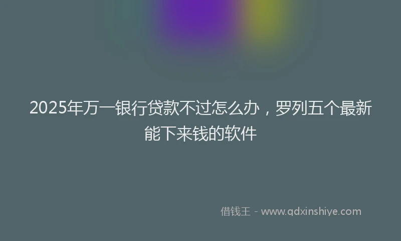2025年万一银行贷款不过怎么办，罗列五个最新能下来钱的软件