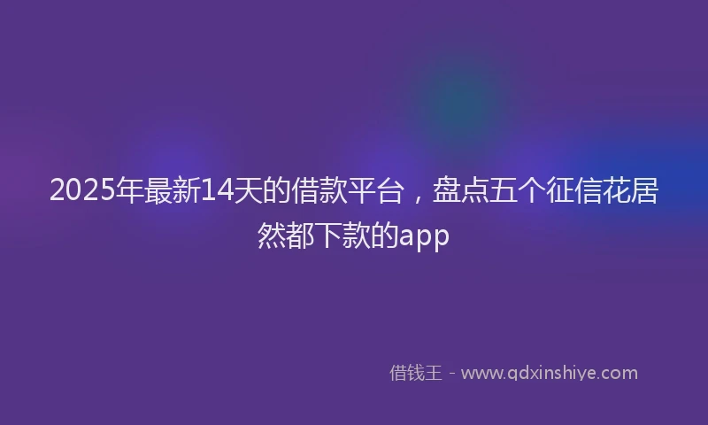 2025年最新14天的借款平台，盘点五个征信花居然都下款的app