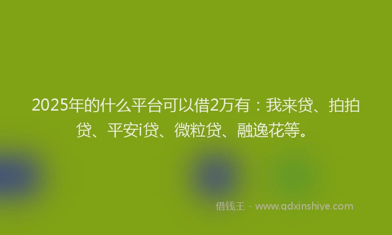 2025年的什么平台可以借2万有：我来贷、拍拍贷、平安i贷、微粒贷、融逸花等。