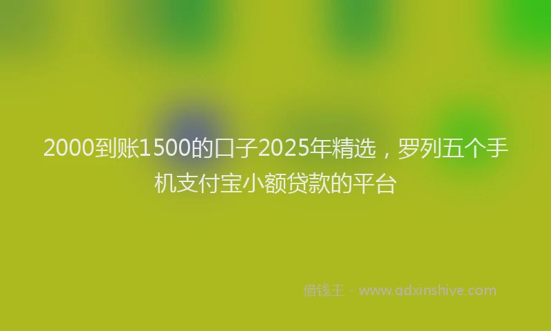 2000到账1500的口子2025年精选，罗列五个手机支付宝小额贷款的平台