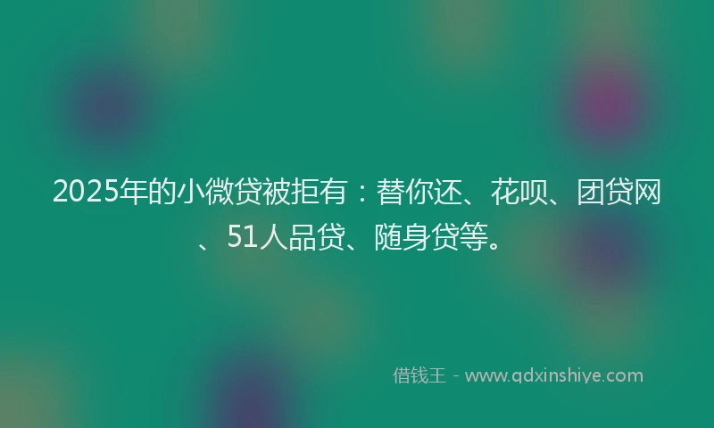 2025年的小微贷被拒有：替你还、花呗、团贷网、51人品贷、随身贷等。