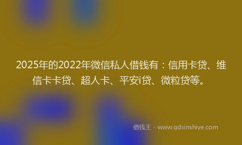 2025年的2022年微信私人借钱有：信用卡贷、维信卡卡贷、超人卡、平安i贷、微粒贷等。