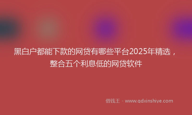 黑白户都能下款的网贷有哪些平台2025年精选，整合五个利息低的网贷软件