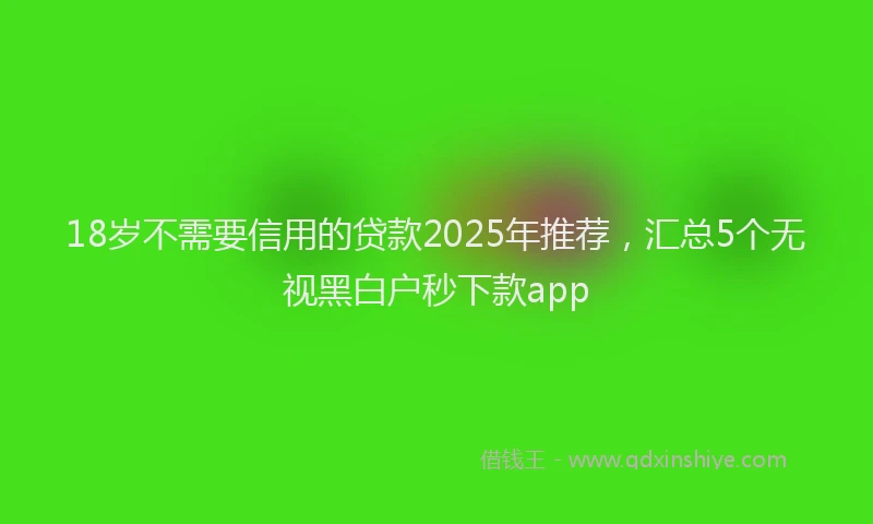 18岁不需要信用的贷款2025年推荐，汇总5个无视黑白户秒下款app