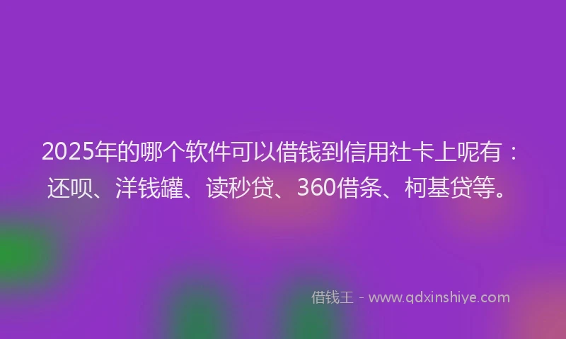2025年的哪个软件可以借钱到信用社卡上呢有：还呗、洋钱罐、读秒贷、360借条、柯基贷等。