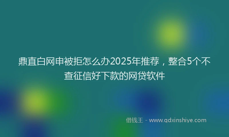 鼎直白网申被拒怎么办2025年推荐，整合5个不查征信好下款的网贷软件