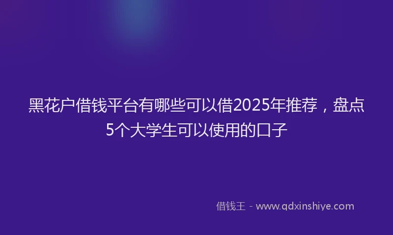 黑花户借钱平台有哪些可以借2025年推荐，盘点5个大学生可以使用的口子