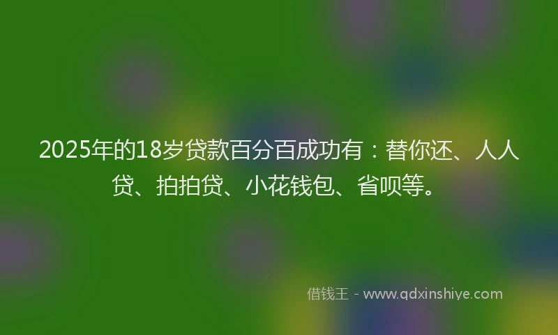 2025年的18岁贷款百分百成功有：替你还、人人贷、拍拍贷、小花钱包、省呗等。