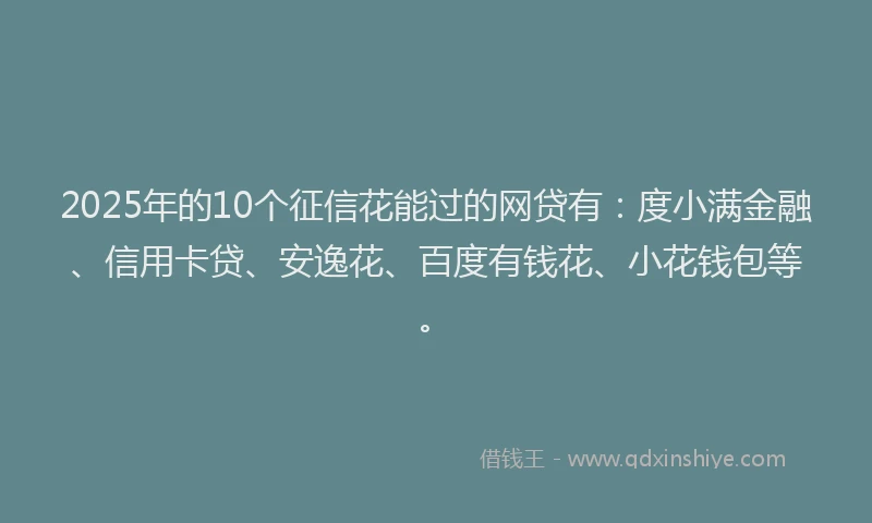 2025年的10个征信花能过的网贷有：度小满金融、信用卡贷、安逸花、百度有钱花、小花钱包等。