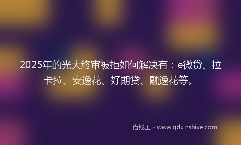 2025年的光大终审被拒如何解决有：e微贷、拉卡拉、安逸花、好期贷、融逸花等。