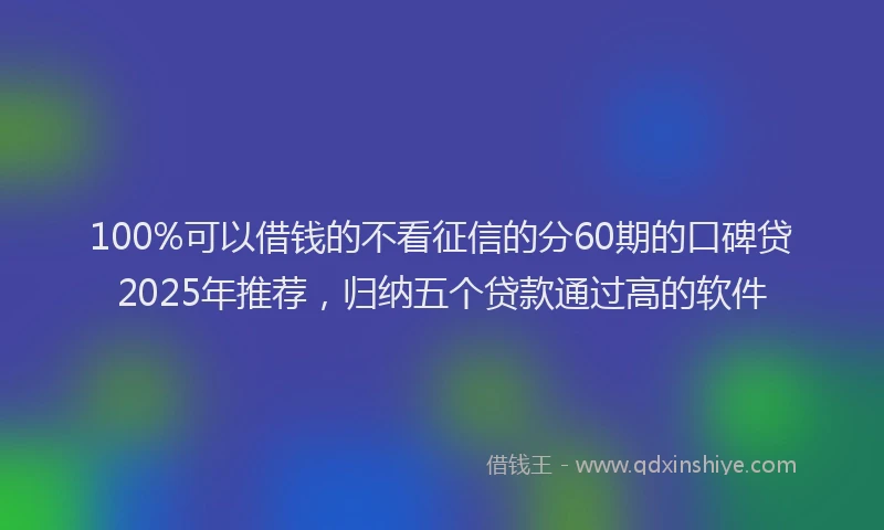 100%可以借钱的不看征信的分60期的口碑贷2025年推荐，归纳五个贷款通过高的软件