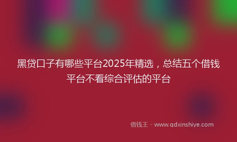 黑贷口子有哪些平台2025年精选，总结五个借钱平台不看综合评估的平台